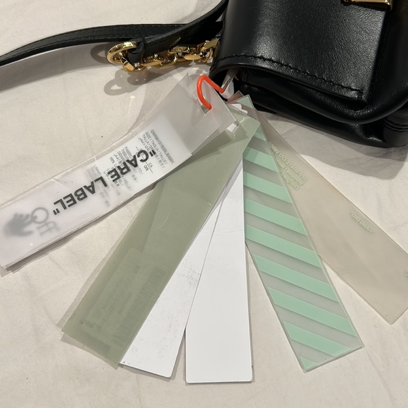 Off-White BNWT Black Leather Mini Gold Binder Crossbody Bag - Picture 7 of 9